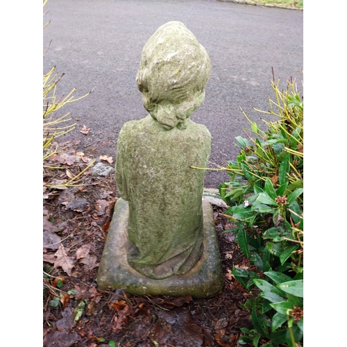 20 - Rare early 19th C. Carved Carrera marble statue of Praying Boy seated on Pillow after Luigi Pampalon... 