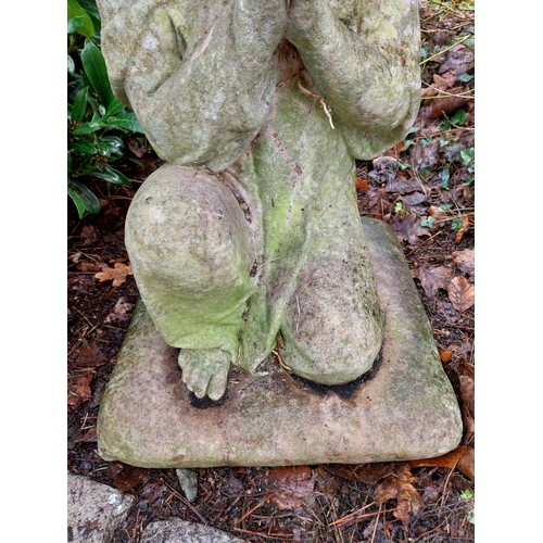 20 - Rare early 19th C. Carved Carrera marble statue of Praying Boy seated on Pillow after Luigi Pampalon... 