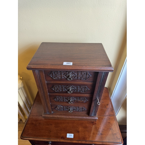 203 - Edwardian mahogany collector�s cabinet. {44 cm H x 36 cm W x 24 cm D}.