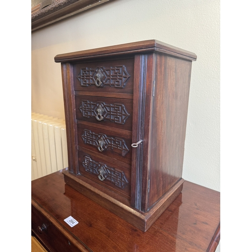 203 - Edwardian mahogany collector�s cabinet. {44 cm H x 36 cm W x 24 cm D}.