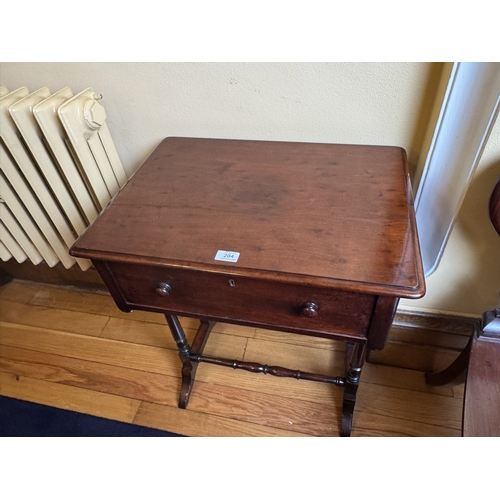 204 - 19th C. Mahogany side table with single drawer in frieze, raised on single column on four outwept fe... 