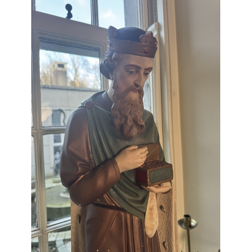 213 - Early 20th C. Plaster statue of Wise Man. {80 cm H x 29 cm W x 30 cm D}.