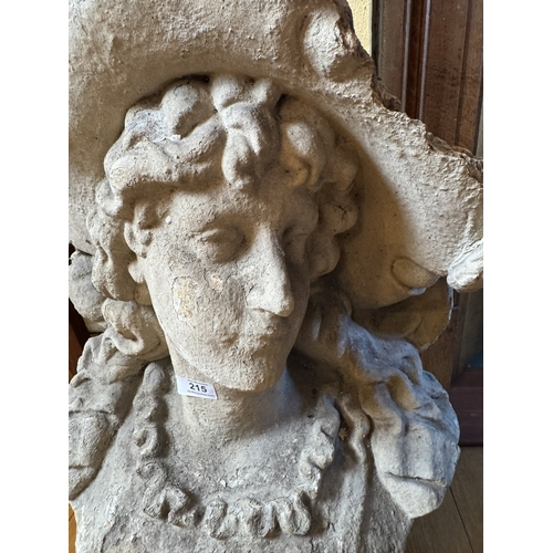 215 - 19th C. Carved stone bust of Lady. {67 cm H x 44 cm W x 25 cm D}.