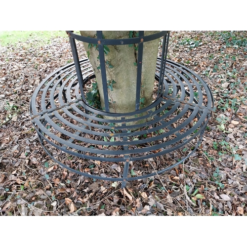 22 - Wrought iron circular tree surround bench with tree protector. {160 cm H x 150 cm Dia.}.