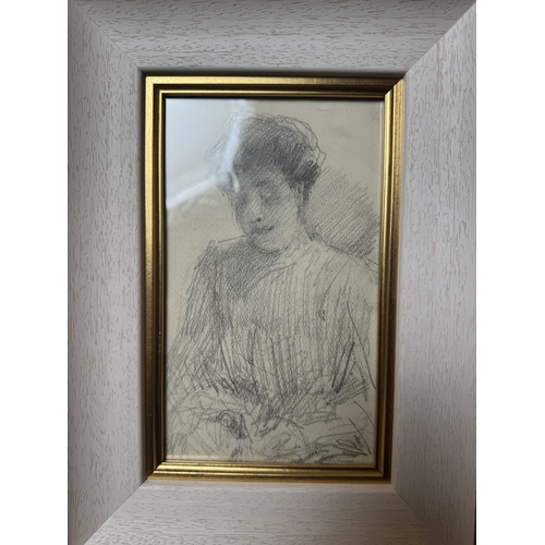 223 - John Butler Yeats Portrait of a Lady Pencil Drawing,  mounted in a gilt frame. {45 cm H x  37 cm W}.