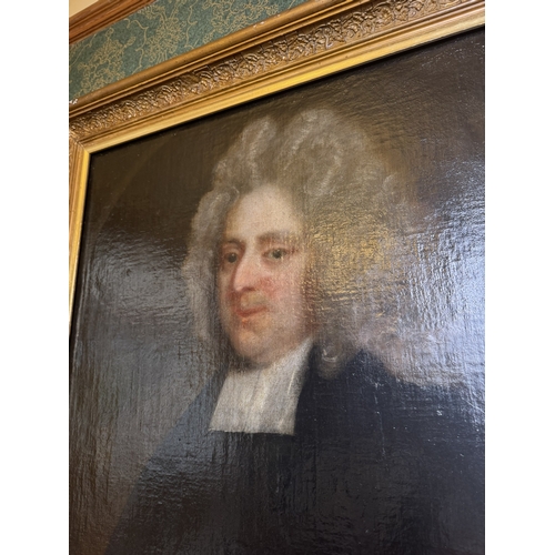 225 - 18th C. Portrait of a Gentleman, Oil on Canvas  mounted on giltwood frame. {90 cm H x 79 cm D}