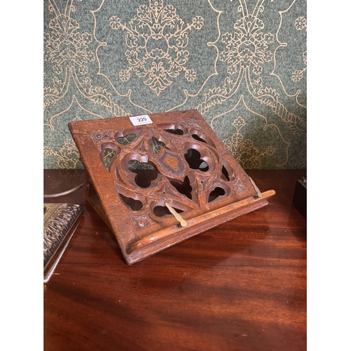 229 - 19th C. Carved oak bible stand. {14 cm H x 26 cm W x 24 cm D}.