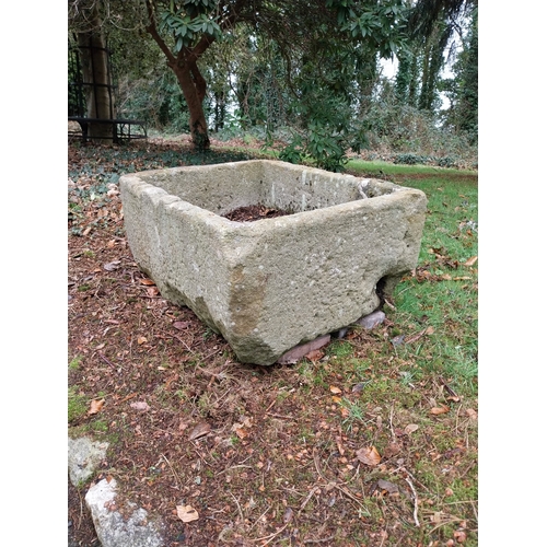 23 - Antique sandstone trough. {48 cm H x 90 cm W x 67 cm D}.