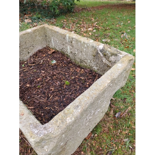 23 - Antique sandstone trough. {48 cm H x 90 cm W x 67 cm D}.