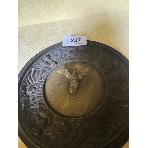 237 - 19th C. Bronze dish decorated with cherubs and eagle. {50 cm Dia.}.