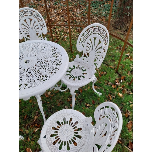 25 - Decorative cast aluminium garden table and four chairs. Table {68 cm H x 70 cm Dia} and Chairs. {82 ... 