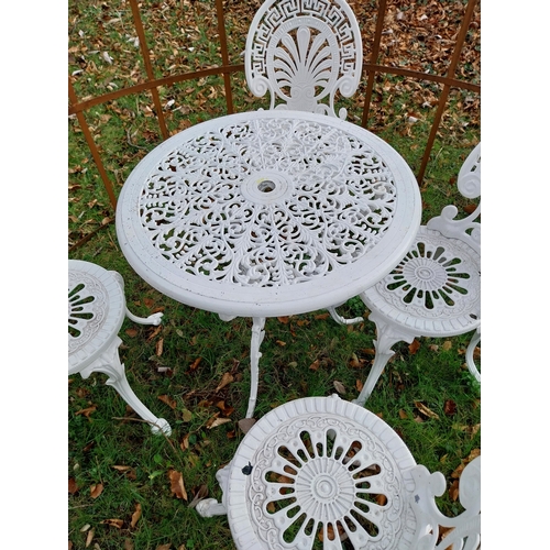 25 - Decorative cast aluminium garden table and four chairs. Table {68 cm H x 70 cm Dia} and Chairs. {82 ... 