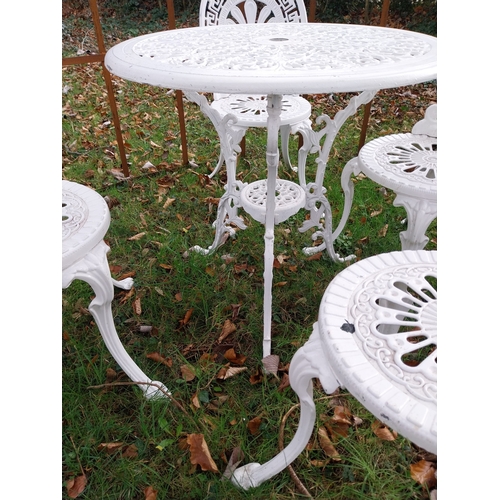 25 - Decorative cast aluminium garden table and four chairs. Table {68 cm H x 70 cm Dia} and Chairs. {82 ... 