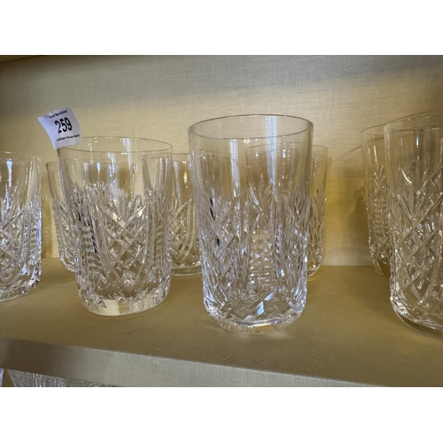 259 - Eleven Waterford crystal tumblers {12 cm H x 8 cm Dia.}