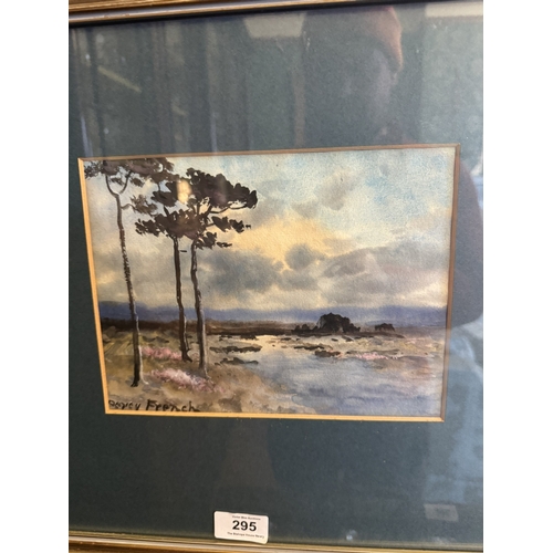 295 - Percy French Bogland Scene Watercolour, mounted in gilt frame. {17 cm H x 22 cm W}.