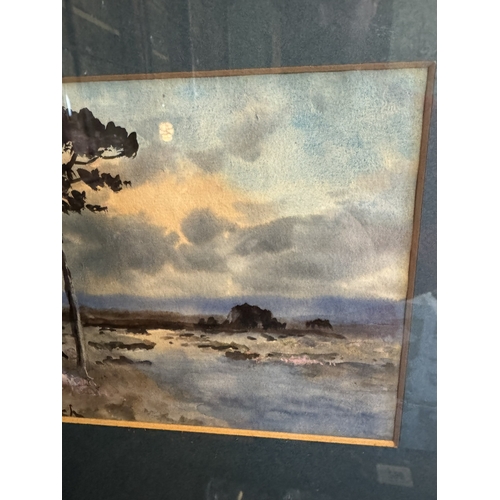 295 - Percy French Bogland Scene Watercolour, mounted in gilt frame. {17 cm H x 22 cm W}.