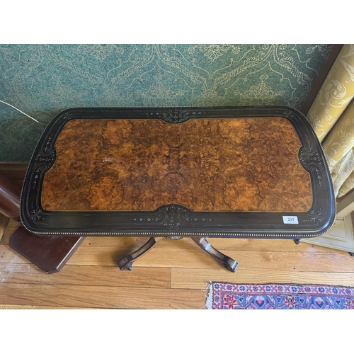 297 - Good quality 19th C. Burr walnut and ebonised turn over leaf card table with ormolu mounts and Wedge... 