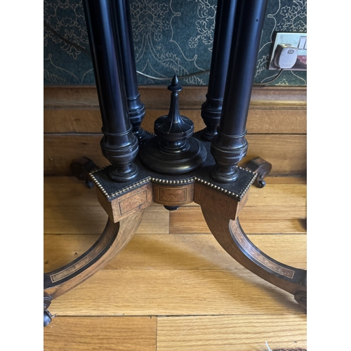 297 - Good quality 19th C. Burr walnut and ebonised turn over leaf card table with ormolu mounts and Wedge... 