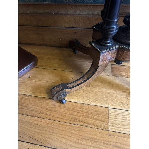 297 - Good quality 19th C. Burr walnut and ebonised turn over leaf card table with ormolu mounts and Wedge... 