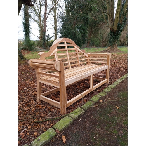 30 - Good quality teak Lutyens garden bench. {102 cm H x 167 cm W x 57 cm D}.