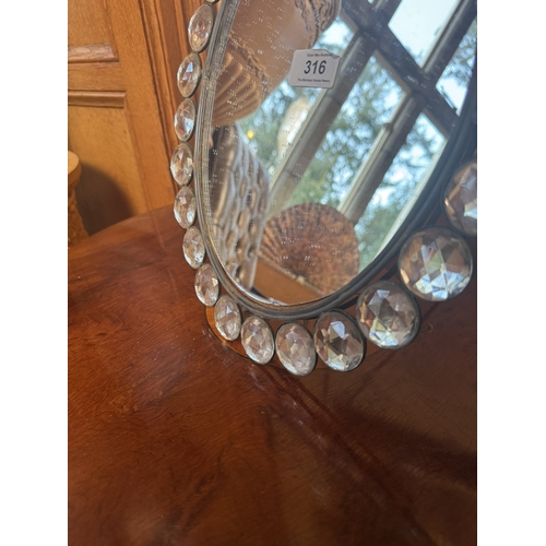 316 - Vintage metal framed table mirror. {38 cm H x 30 cm W}.