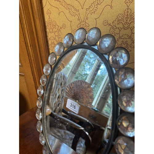 316 - Vintage metal framed table mirror. {38 cm H x 30 cm W}.