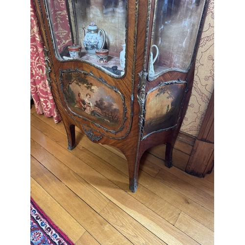 329 - 19th C. French kingwood and ormolu mounted bow fronted cabinet, raised on cabriole legs,  in the Ver... 