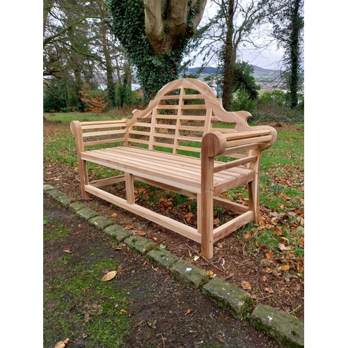 33 - Good quality teak Lutyens garden bench. {102 cm H x 167 cm W x 57 cm D}.