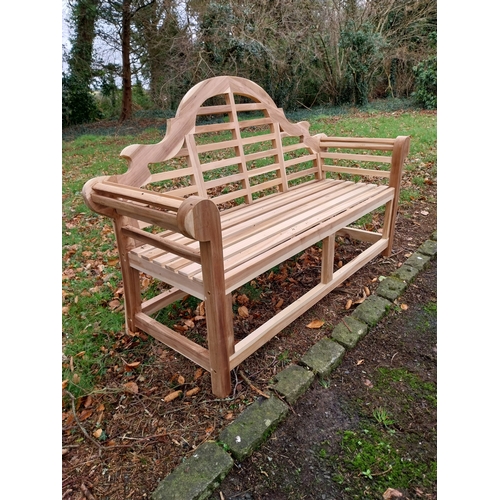 33 - Good quality teak Lutyens garden bench. {102 cm H x 167 cm W x 57 cm D}.