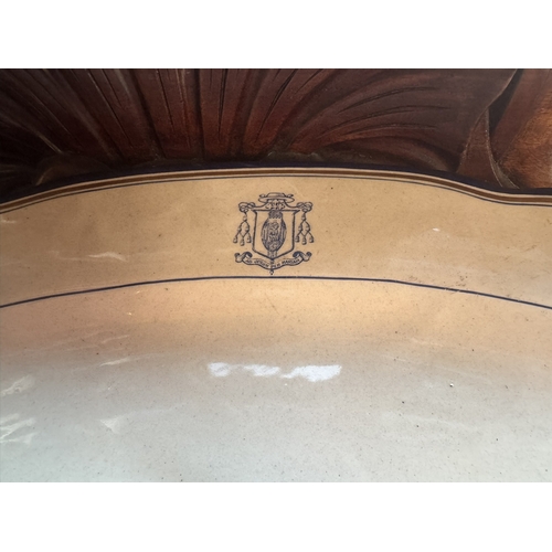 340 - Three 2nd. Period Belleek meat platter with Bishop�s crest inscribed Am Jesum Per Marian. {44 cm H x... 