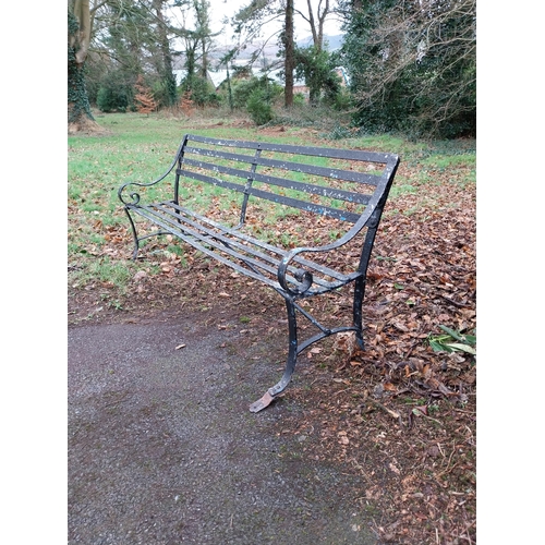 36 - 19th C. Flat wrought iron garden bench. {91 cm H x 183 cm W x 68 cm D}.