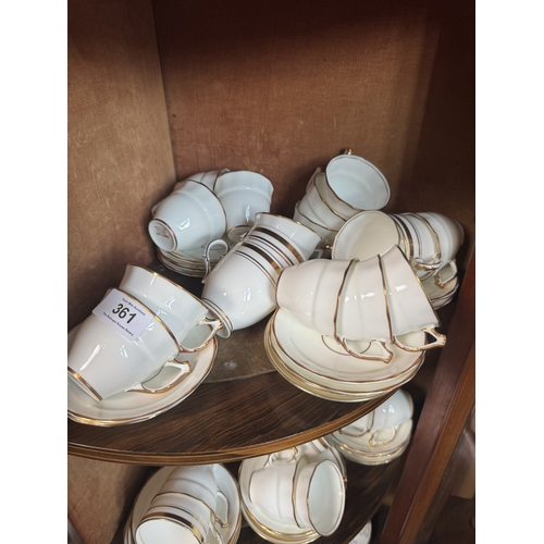 361 - Fifty six piece Samson Smith Old Royal bone china tea cups and saucers.