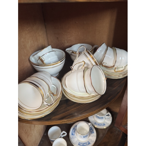 361 - Fifty six piece Samson Smith Old Royal bone china tea cups and saucers.