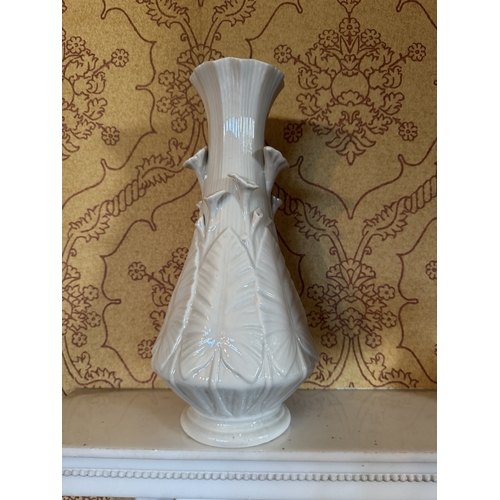 386 - Pair of Nile design 2nd. Period Belleek vases. {33 cm H x 18 cm Dia.}