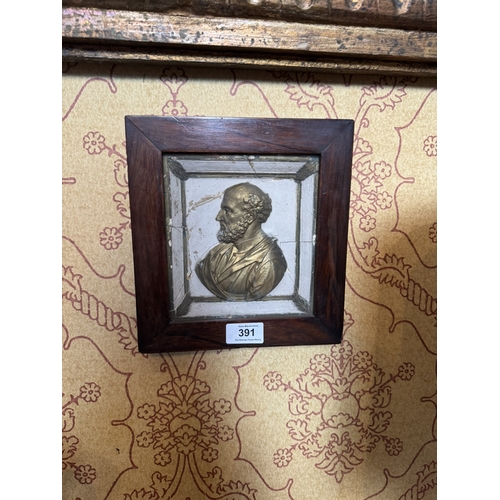 391 - Pair of early 19th C. plaster reliefs of Greek Scholars mounted in rosewood frames {22 cm H x 21 cm ... 