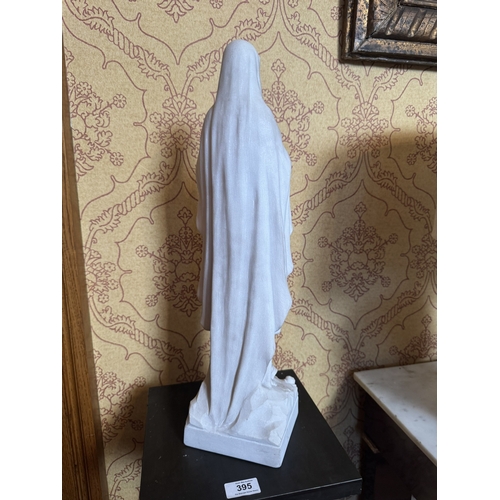 394 - Carved marble statue of Our Lady stamped Vannucci Favillia Pietrasanta Italy. {50 cm H x 14 cm W x 1... 