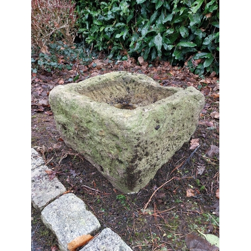 40 - Antique sandstone trough. {31 cm H x 51 cm W x 50 cm D}.