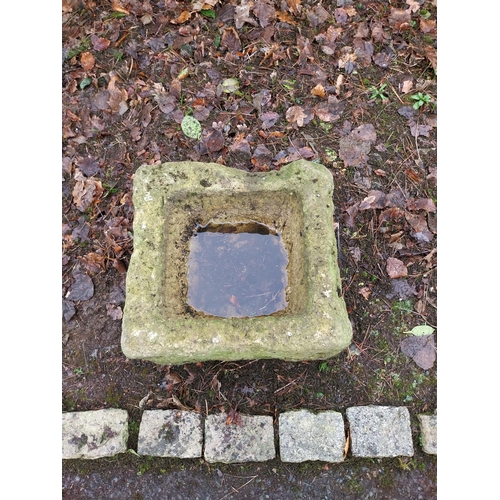 40 - Antique sandstone trough. {31 cm H x 51 cm W x 50 cm D}.