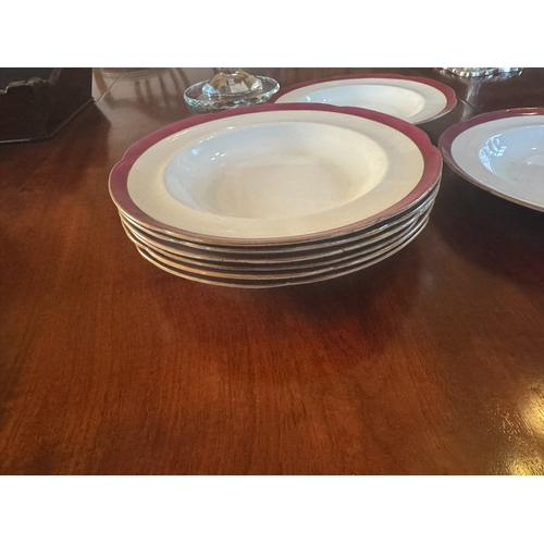 401 - Set of eight 1st. Period Belleek soup bowls. {27 cm Dia.}.