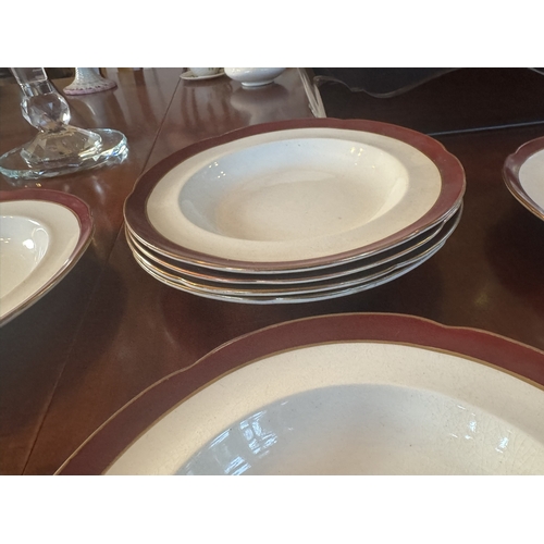 405 - Set of seven 2nd. Period Belleek soup bowls. {26 cm Dia.}.