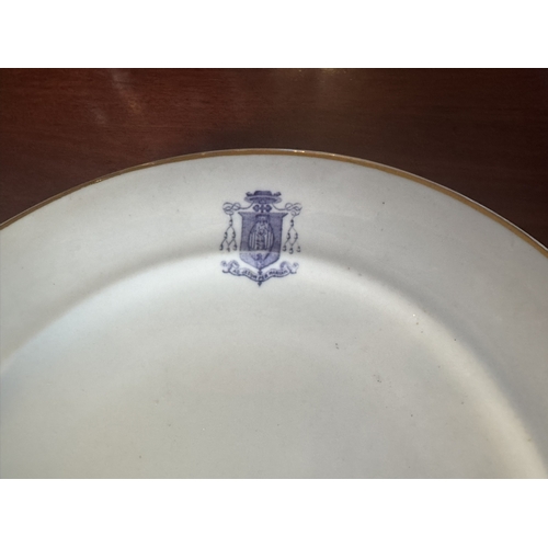 408 - 3rd. Period Belleek plate and 2nd. Period Belleek plate with crest inscribed Am Jesum Per Marian. {2... 