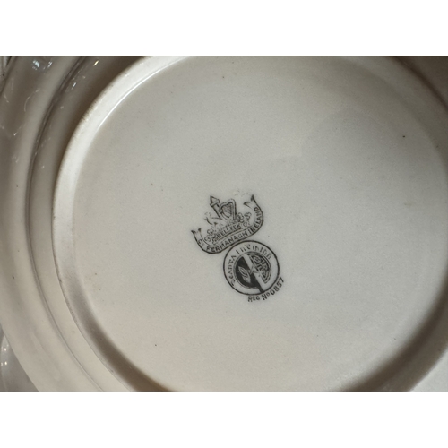 408 - 3rd. Period Belleek plate and 2nd. Period Belleek plate with crest inscribed Am Jesum Per Marian. {2... 