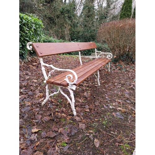 41 - Decorative cast iron Bramble design garden bench with wooden laths. {80 cm H x 212 cm W x 69 cm D}