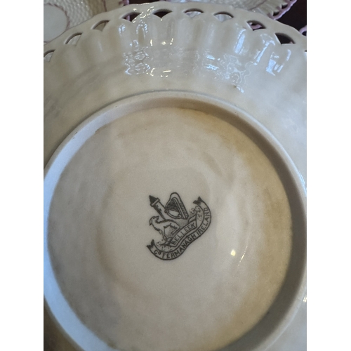 410 - Set of ten 2nd. Period Belleek Basket ware plates. {23 cm Dia}.