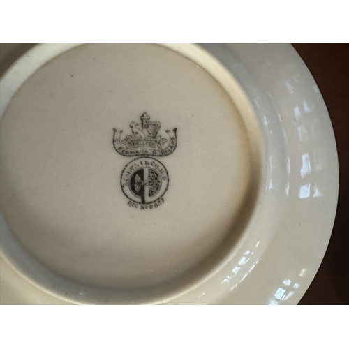 413 - Set of four 3rd. Period Belleek side plates with crest inscribed Am Jesum Per Marian {18 cm Dia.}