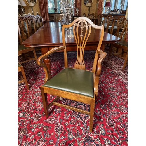 423 - Set of twelve plus two Edwardian mahogany dining room chairs in the Hepplewhite style. {106 cm H x 6... 