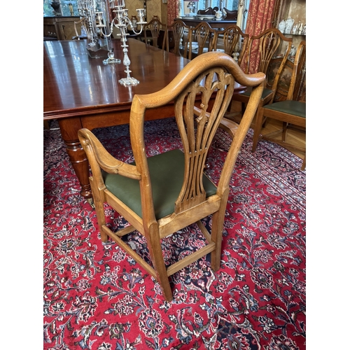 423 - Set of twelve plus two Edwardian mahogany dining room chairs in the Hepplewhite style. {106 cm H x 6... 