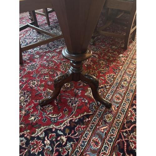 427 - 19th C. Rosewood sewing table,raised  on three outswept feet. {71 cm H x 43 cm W x 44 cm D}.