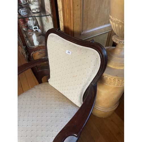 428 - Edwardian mahogany upholstered open armchair, in the Georgian manner. {93 cm H x 67 m W x 64 cm D}