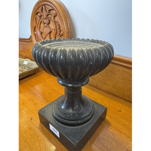 444 - Kilkenny marble urn. {24 cm H x 15 cm W x 15 cm D}.